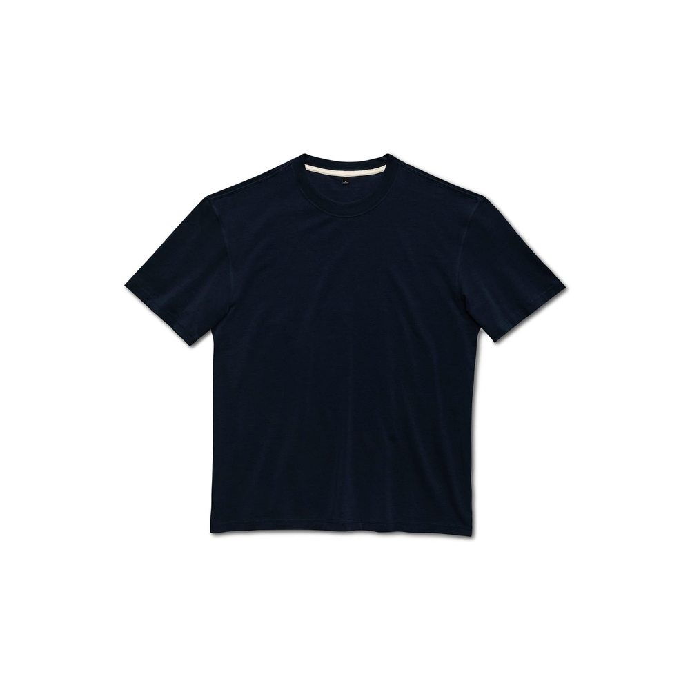 LABEL Mens Go-To Crew T-Shirt Navy Regular Fit Size LG